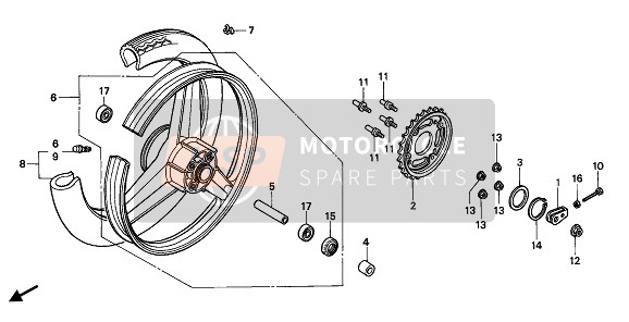 Honda CB125TD 1988 REAR WHEEL for a 1988 Honda CB125TD