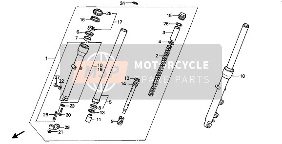 Honda XBR500S 1988 Tenedor frontal para un 1988 Honda XBR500S