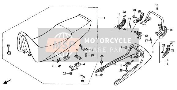 Honda XBR500S 1988 Asiento & Capota trasera para un 1988 Honda XBR500S