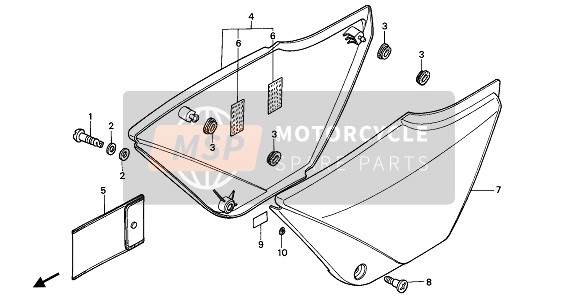 Honda XBR500S 1988 SIDE COVER for a 1988 Honda XBR500S