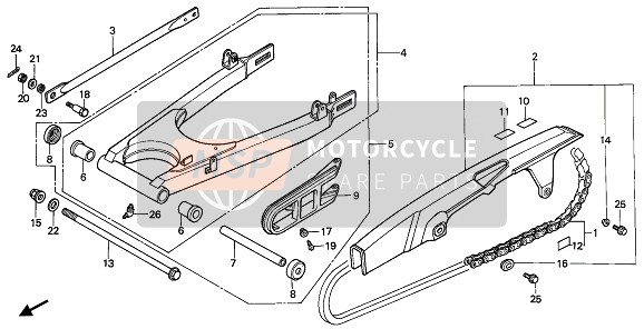 Honda XBR500S 1988 Forcella posteriore & Custodia a catena per un 1988 Honda XBR500S