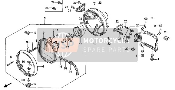 Honda NTV650 1989 Koplamp voor een 1989 Honda NTV650