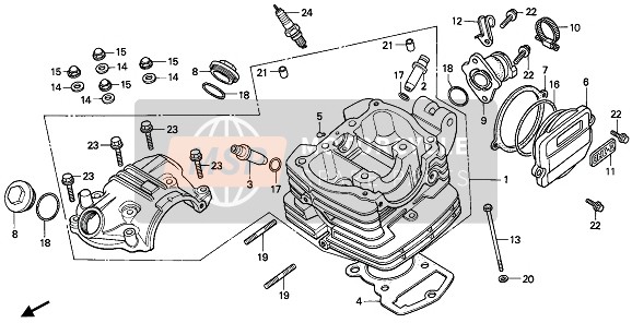 Honda NX125 1989 Cabeza de cilindro para un 1989 Honda NX125