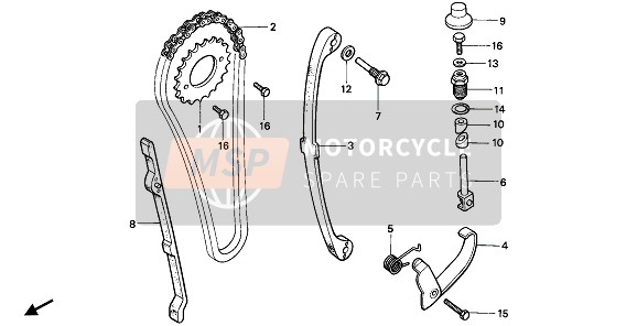 Honda NX125 1989 CAM CHAIN & TENSIONER for a 1989 Honda NX125