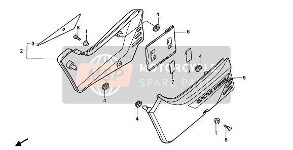 Honda NX125 1989 Couvercle latéral pour un 1989 Honda NX125