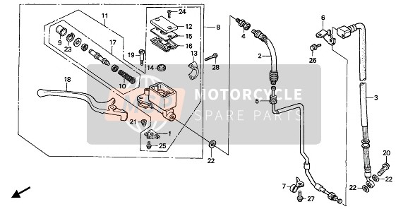 Honda NX250 1989 FR. Maître-cylindre de frein pour un 1989 Honda NX250