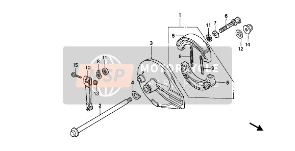 Honda NX250 1989 Pannello freno posteriore per un 1989 Honda NX250