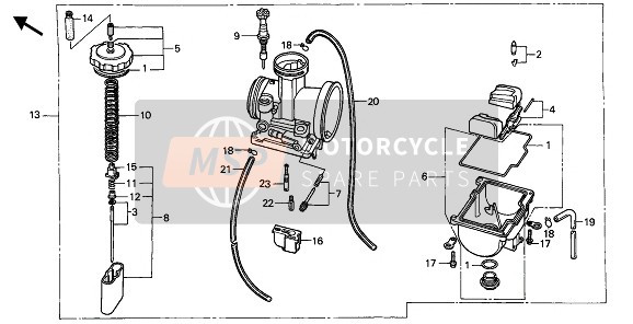 Honda CR500R (1) 1990 Carburateur voor een 1990 Honda CR500R (1)