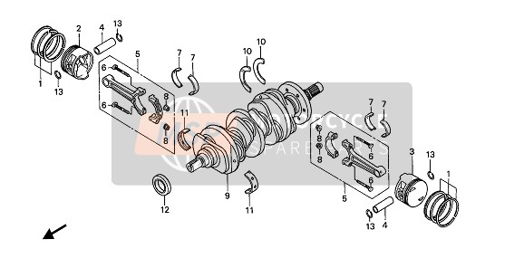 Honda GL1500 1990 CRANKSHAFT & PISTON for a 1990 Honda GL1500