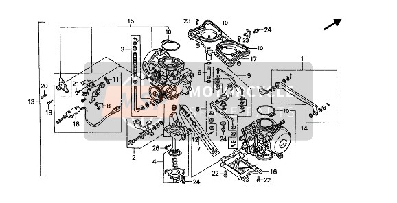 Honda GL1500 1990 CARBURETOR (ASSY.) for a 1990 Honda GL1500