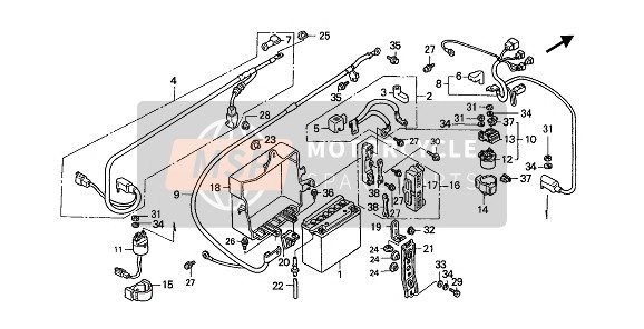 Honda GL1500 1990 Batterie pour un 1990 Honda GL1500