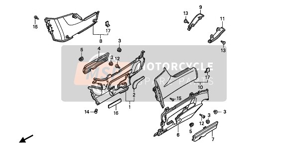 Honda PC800 1990 Cubierta lateral para un 1990 Honda PC800