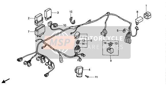 Honda PC800 1990 WIRE HARNESS for a 1990 Honda PC800