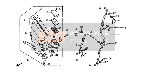 Honda ST1100 1990 FR. BRAKE MASTER CYLINDER for a 1990 Honda ST1100