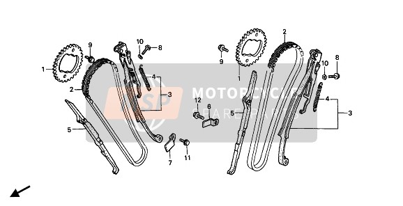 Honda VT600C 1990 Nokkenasketting & Spanner voor een 1990 Honda VT600C