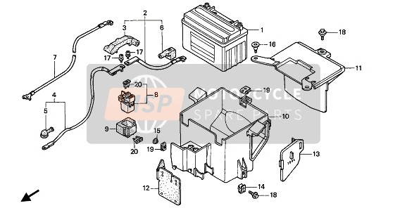 Honda CBR600F 1991 Batterie & Boîtier de batterie pour un 1991 Honda CBR600F