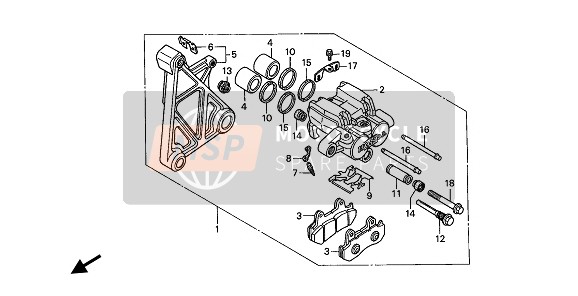 Honda GL1500SE 1991 BREMSSATTEL HINTEN für ein 1991 Honda GL1500SE