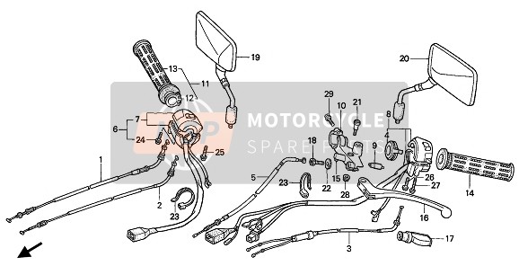 Honda NTV650 1991 SCHALTHEBEL & KABEL für ein 1991 Honda NTV650