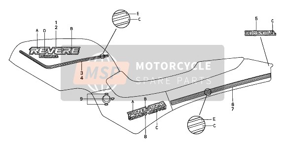 77217MS9300ZB, Stripe, L. Rr. Cowl (###) *TYPE2 * (TYPE2 ), Honda, 1