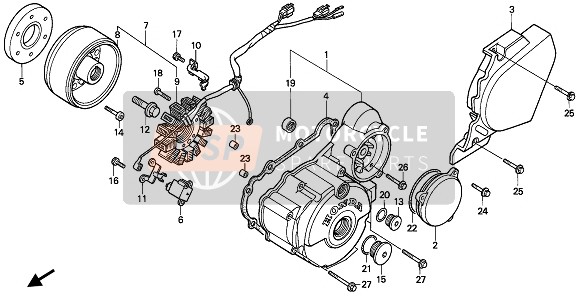 Honda NX250 1991 LINKE KURBELGEHÄUSEABDECKUNG & GENERATOR für ein 1991 Honda NX250