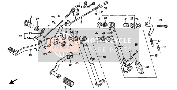 Honda NX250 1991 Pedal de freno & Cambio de pedal para un 1991 Honda NX250