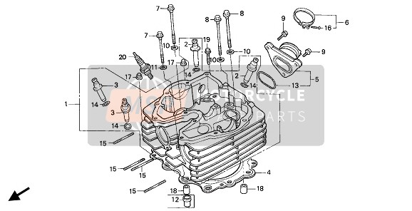 Honda NX650 1991 CYLINDER HEAD for a 1991 Honda NX650