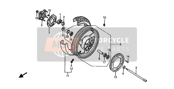 Honda ST1100 1991 REAR WHEEL for a 1991 Honda ST1100