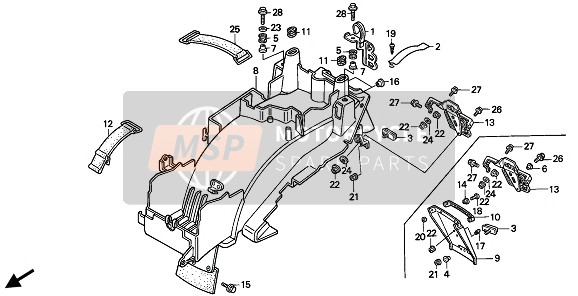 Honda VFR400R3 1991 Guardabarros trasero para un 1991 Honda VFR400R3