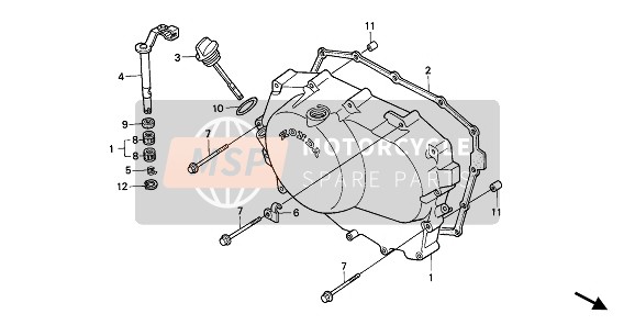 Honda VT600CM 1991 Coperchio carter destro per un 1991 Honda VT600CM