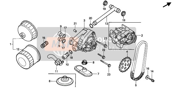 Honda VT600CM 1991 Filtre à l'huile & La pompe à huile pour un 1991 Honda VT600CM