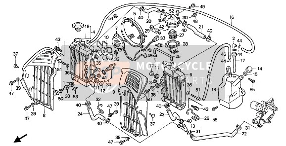 Honda XL600V 1991 Radiator voor een 1991 Honda XL600V