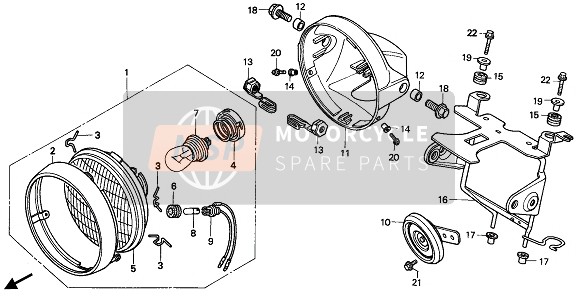 Honda CB250 1992 HEADLIGHT (UK) for a 1992 Honda CB250