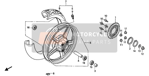 Honda CB250 1992 REAR WHEEL for a 1992 Honda CB250