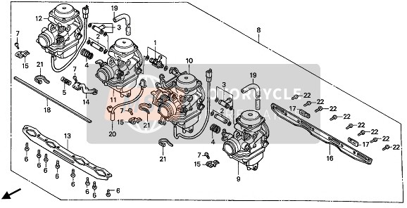 Honda CB750 1992 Carburador (Montaje) para un 1992 Honda CB750