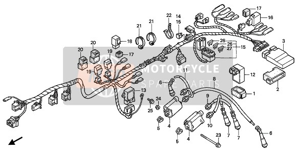 Honda CB750 1992 WIRE HARNESS  for a 1992 Honda CB750