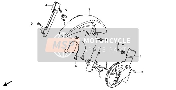 Honda NX650 1992 FRONT FENDER & FRONT DISK COVER for a 1992 Honda NX650
