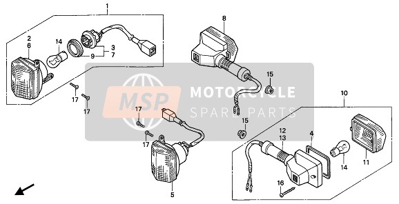 33455MN4602, Socket Comp., L. Fr. Winker, Honda, 1