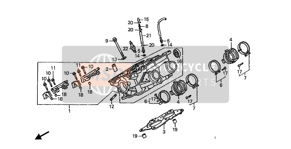 Honda ST1100A 1992 Culata derecha para un 1992 Honda ST1100A