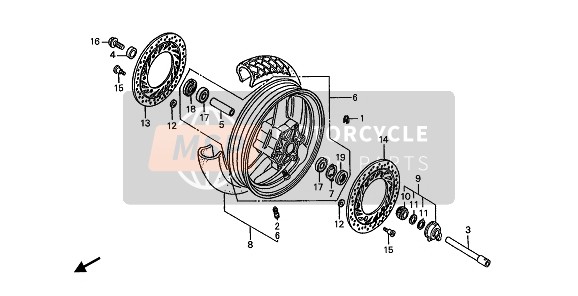 Honda ST1100 1992 FRONT WHEEL for a 1992 Honda ST1100