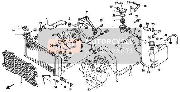 Honda VFR750F 1992 RADIATOR for a 1992 Honda VFR750F