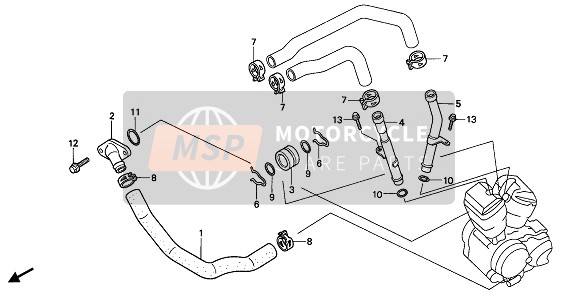 Honda VT600 1992 WATER PIPE for a 1992 Honda VT600