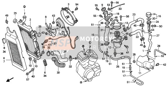 Honda VT600 1992 Radiador para un 1992 Honda VT600