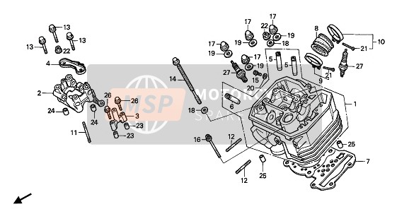 Honda XRV750 1992 Testa del cilindro anteriore per un 1992 Honda XRV750