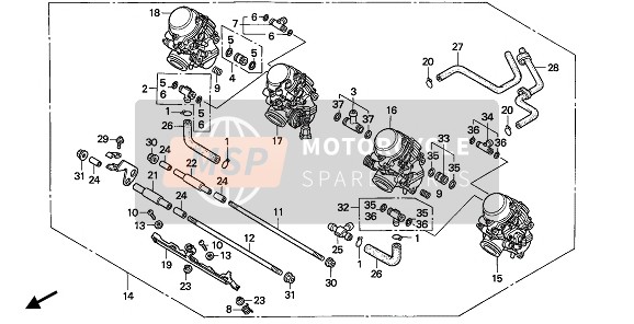 Honda CB1000F 1993 CARBURETOR (ASSY.) for a 1993 Honda CB1000F