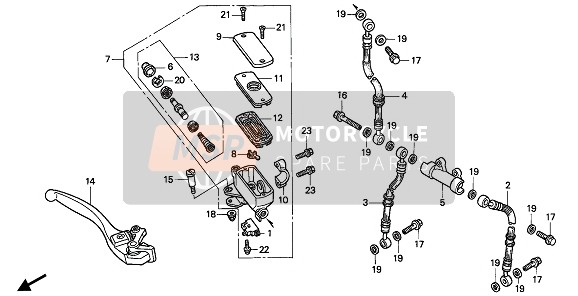 Honda CB1000F 1993 FR. BRAKE MASTER CYLINDER for a 1993 Honda CB1000F