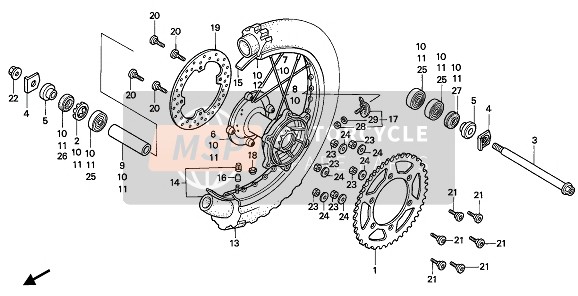 Honda CR500R (1) 1993 REAR WHEEL for a 1993 Honda CR500R (1)