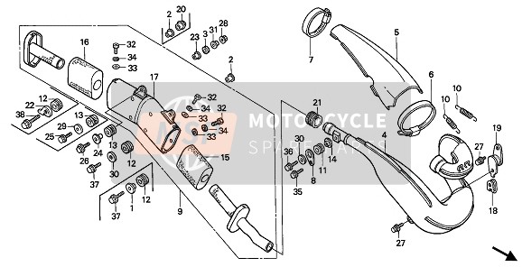 Honda CR500R (1) 1993 EXPANSION CHAMBER for a 1993 Honda CR500R (1)