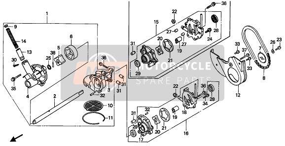 Honda GL1500SE 1993 La pompe à huile pour un 1993 Honda GL1500SE