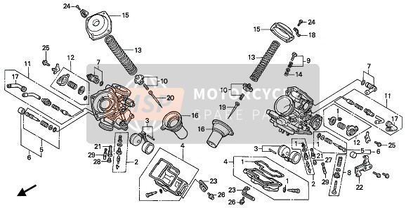 Honda NTV650 1993 Carburador (Partes componentes) para un 1993 Honda NTV650