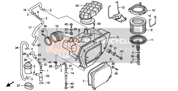 Honda NX650 1993 Luchtfilter voor een 1993 Honda NX650